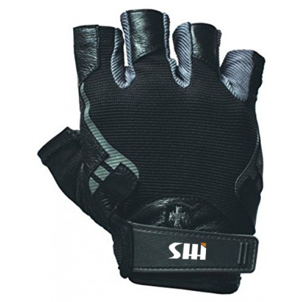 Men's Pro Non-WristWrap Vented Cushioned Leather Palm Weightlifting Gloves GG-079